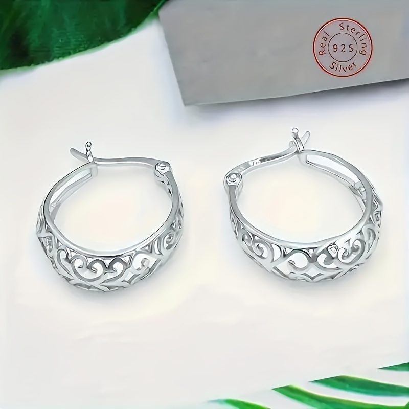 925 Sterling Silver Balinese Style Hoop Earrings for Halloween Christmas